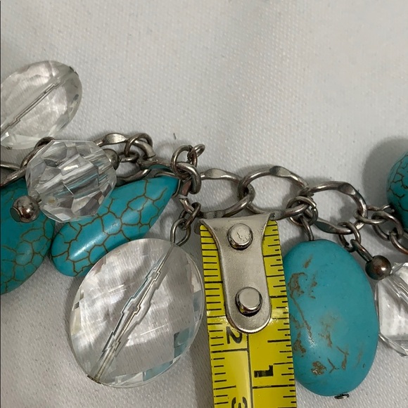 Turquoise and clear acrylic statement necklace - Picture 5 of 7